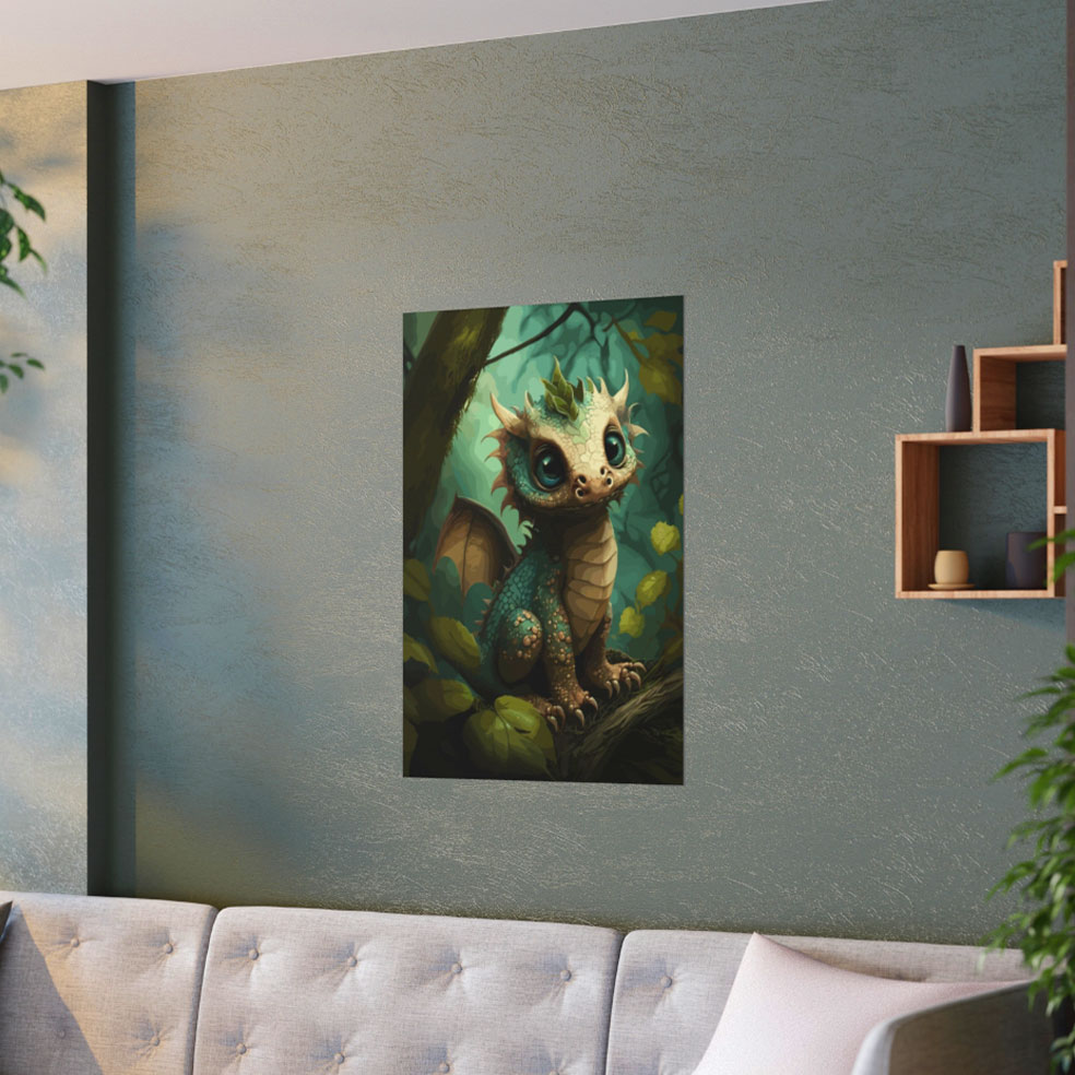 SPARK, The Baby Emerald Green Dragon Canvas Wall Art